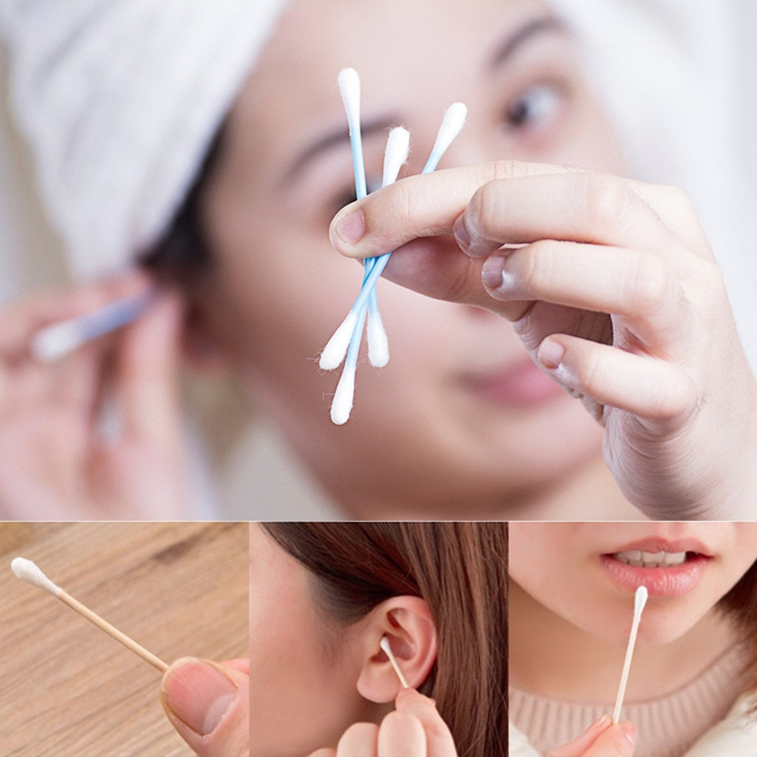 6010 Small Cotton Buds for ear cleaning, soft and natural cotton swabs (100 per pack) 6010 Small Cotton Buds for ear cleaning, soft and natural cotton swabs (100 per pack)